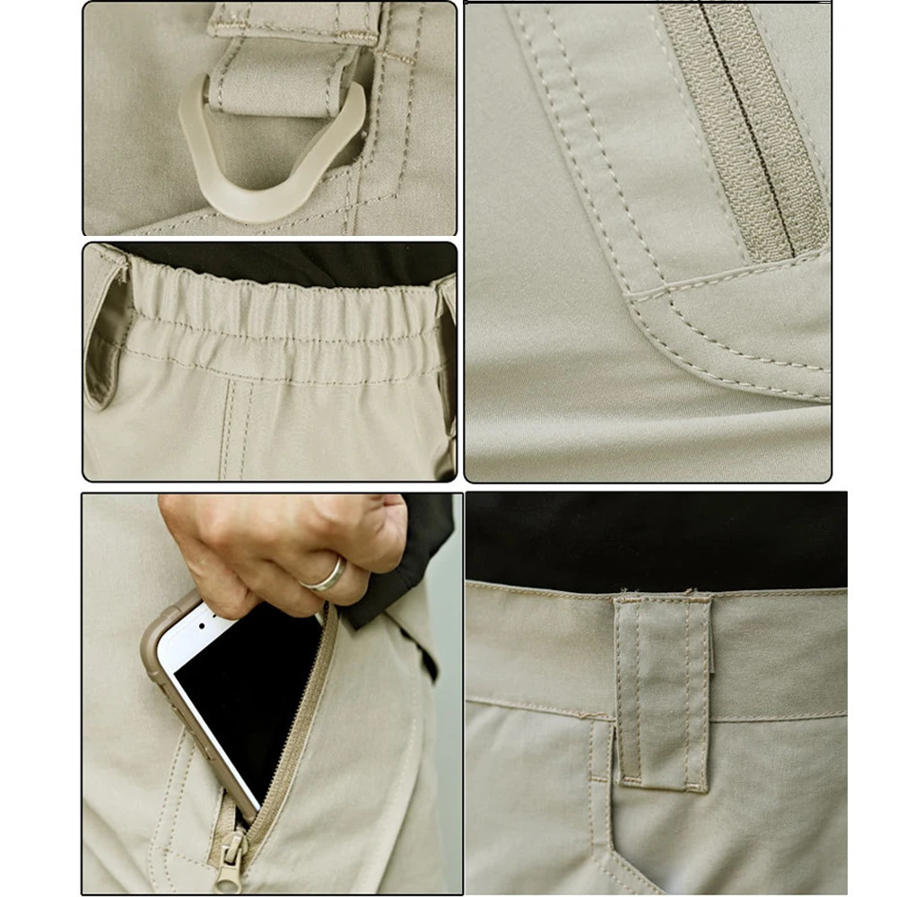 IX9 Quick Dry Tactical Shorts Men Midlength Cargo Pants Breathable Stretch Overalls Waterproof MultiPockets Trousers 250214