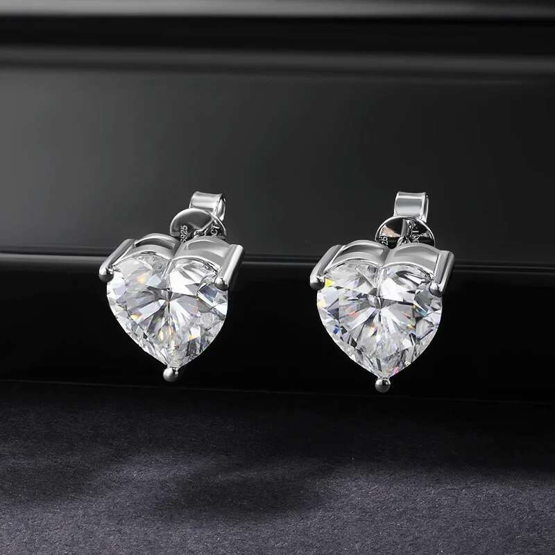 EWYA GRA Certified 1-4CT D Color VVS1 Heart Cut Moissanite Earrings For Women Sier Pass Dia Test Wedding Ear Studs