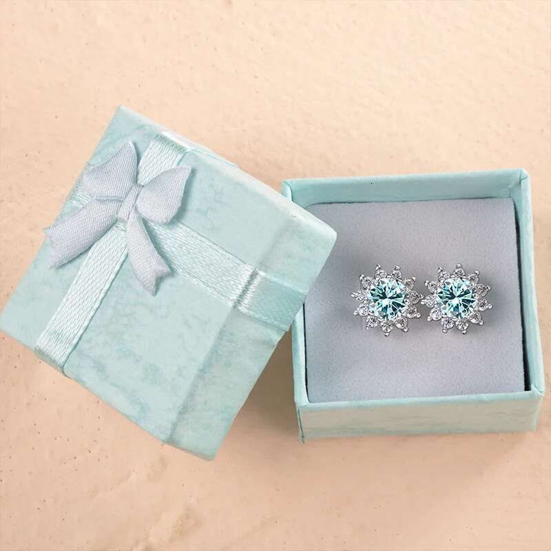 JoyceJelly 1 carat D Color Moissanite Dia Earrings S Sterg Sier Jewelry For Women Suower Shaped Ear-studs Wedding