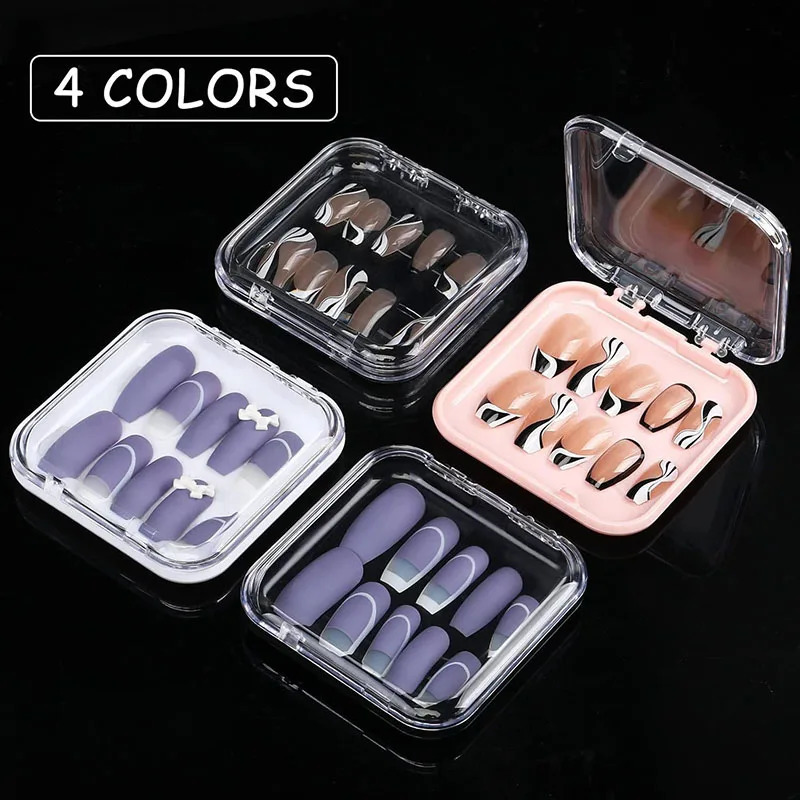 20pcs Press On Nail Packaging Boxes With Double Sided Adhesive Tape Acrylic Storage Box in 4 Colors For 250217