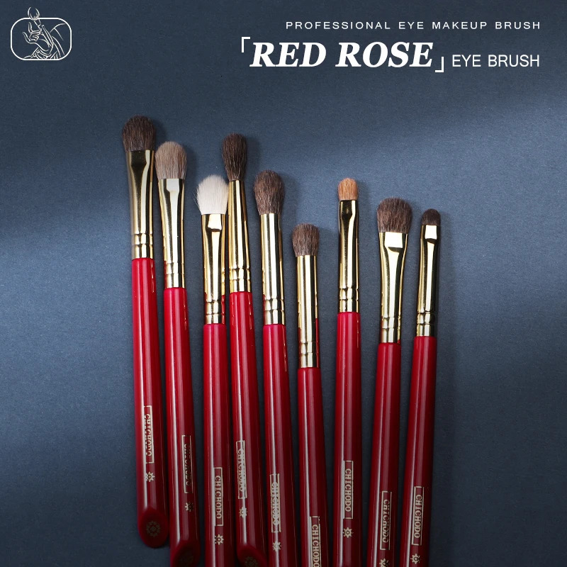 CHICHODO Makeup Brush- Red Rose series-Selected Natural Animal Hair EyeBrushes Set-Professional Eye Make Up Brush Tools 250224