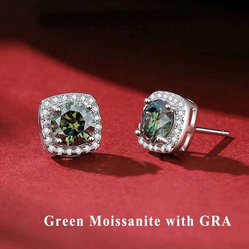 2 GRA Certificates S Sterg Sier Stud Earrings For Women And Men 100% Real Moissanite Pass Dia Test Pen Fine Jewelry
