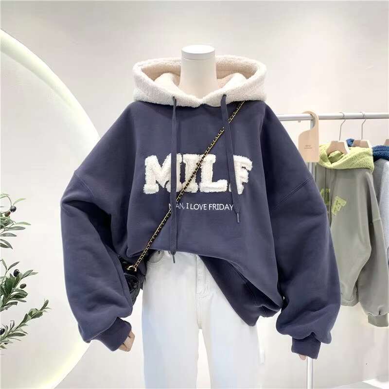 Winter Autumn Hoodies Women's Sweatshirts Letter Print Pullovers Loose Korean Style Jacket Full Sleeve Casual Tops
