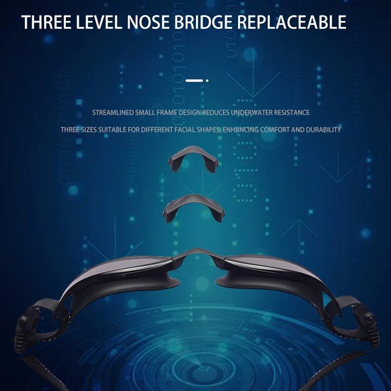 Professional Racing Swimming Goggles Men Women HD Anti Fog Bayer Lens Water Sports Eyewear Swim Glasses Replaceable Nose Pad 250226