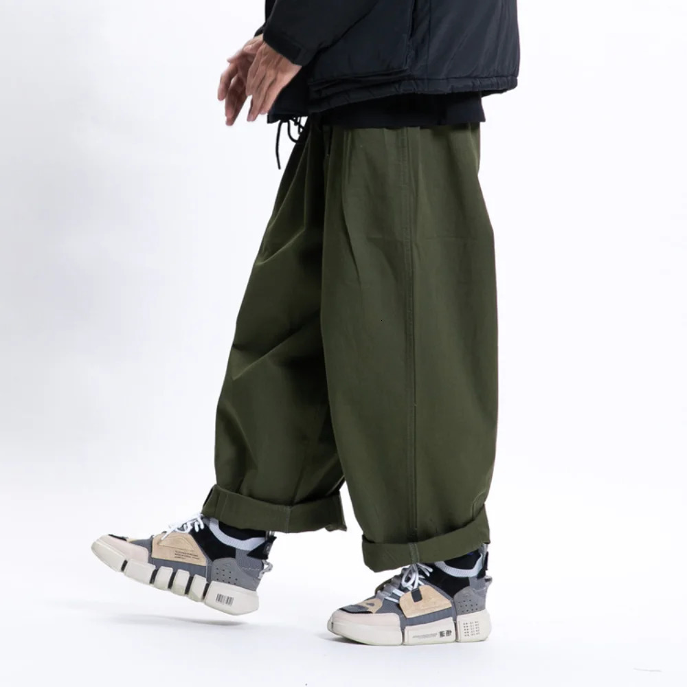 Mens Pants Spring Casual Japanese Loose Wide-leg Pants Solid Color Cargo Pants for Men and Women Streetwear Mens Clothing 250225