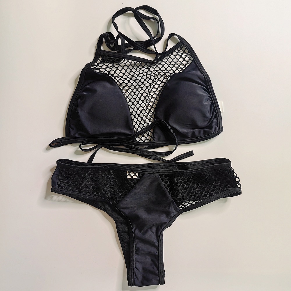 Women New designer swimwear Solid Color Mesh Swimsuit Market Sexy Bikini