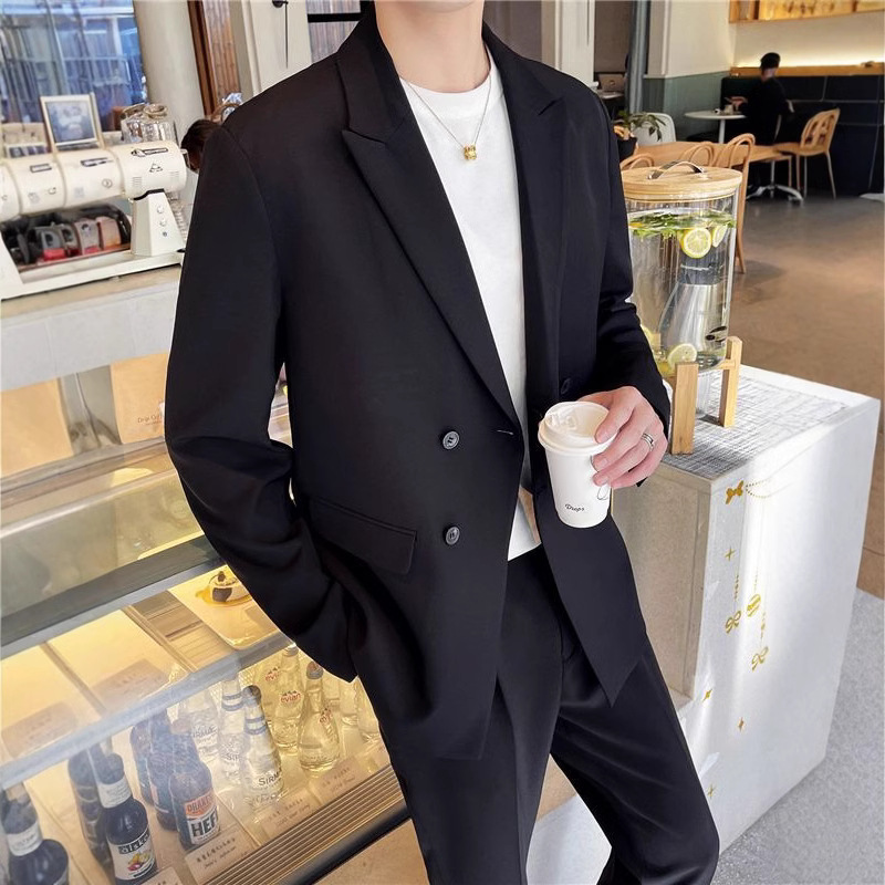 L226Stylish White Men's Business Attire - Modern Korean Cut for Everyday Elegance
