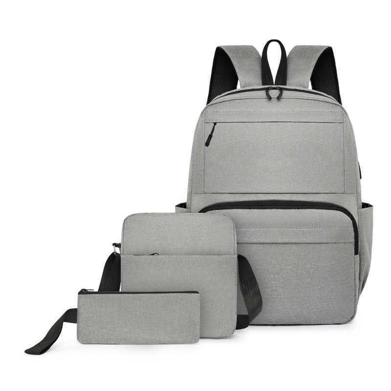 Business Backpack Large Capacity Commuting Waterproof Backpack Mens Fashionable Usb Charging Computer Three Piece Set Backpack For Men Day Travel Bag 