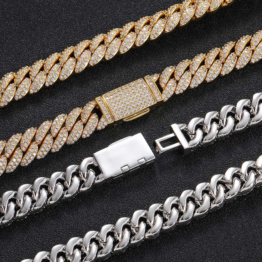10mm Hip Hop Cubic Zircon CZ Iced Out Bubbles Cuban Link Chain Necklace For Women Jewelry Birthday Gift 250225