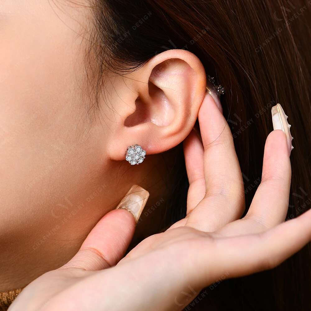 CHARMING wer Shape Round Cut Sier 2.5mm 3.0mm Sparkg Moissanite Earrings Pure10k 14k Gold for Women Fine Jewelry