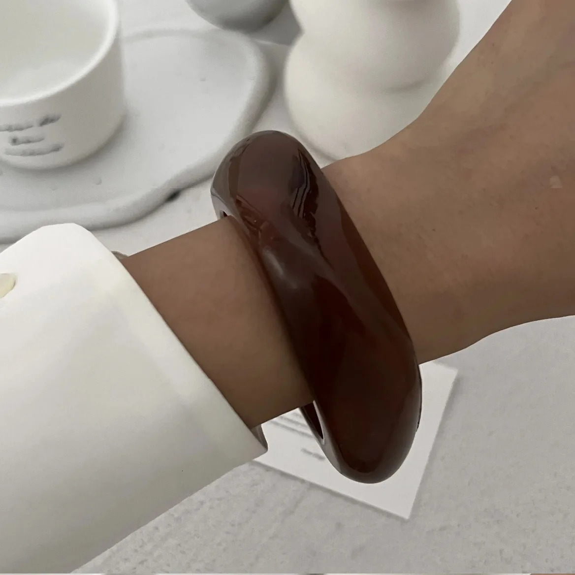 DIEZI Punk Big Geometric irregular Bangles Fashion Hip Hop Acrylic Wide Bangles Bracelets For Women Men Gift Jewelry 250225