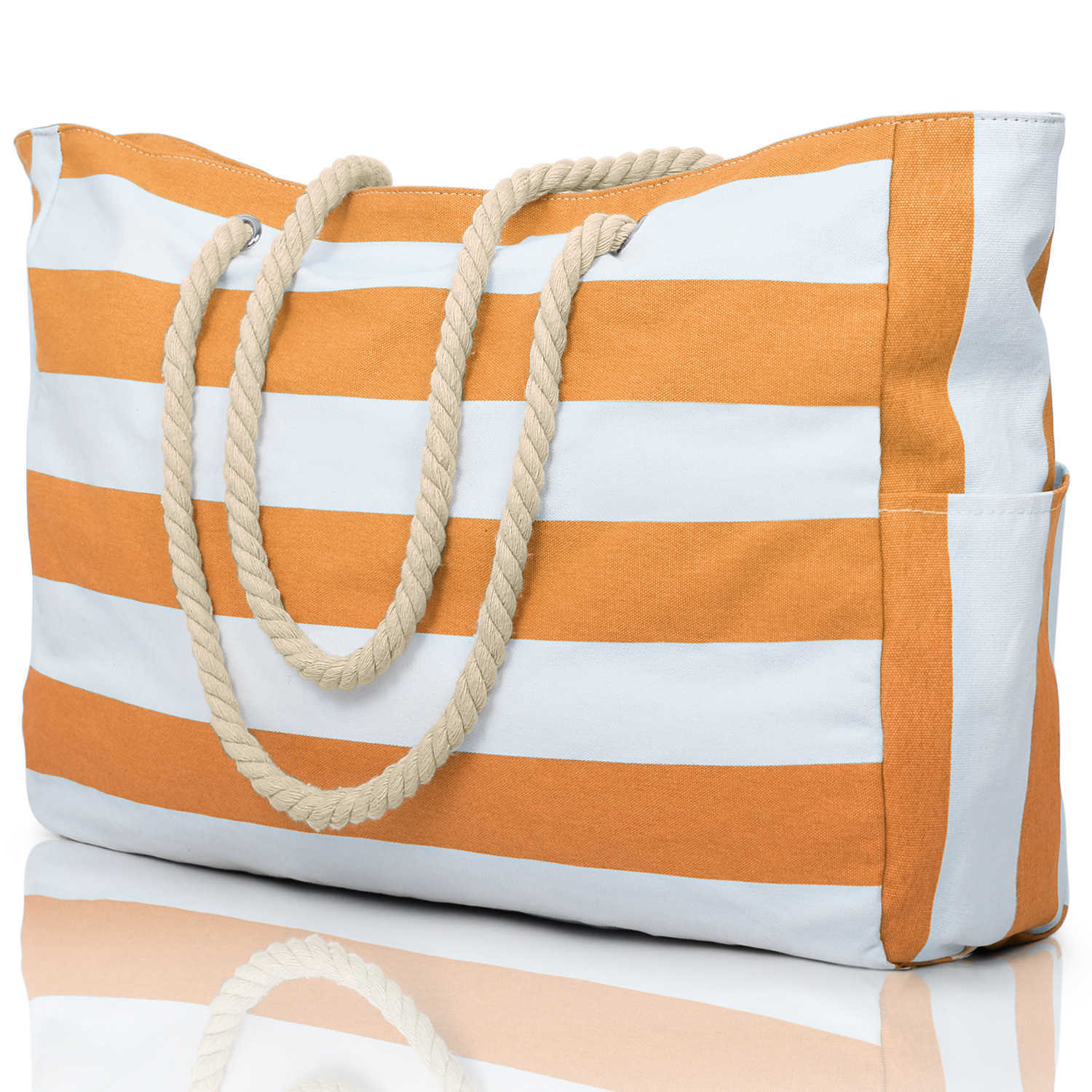 Large capacity striped canvas beach bag, with a super thoughtful handheld design 250215