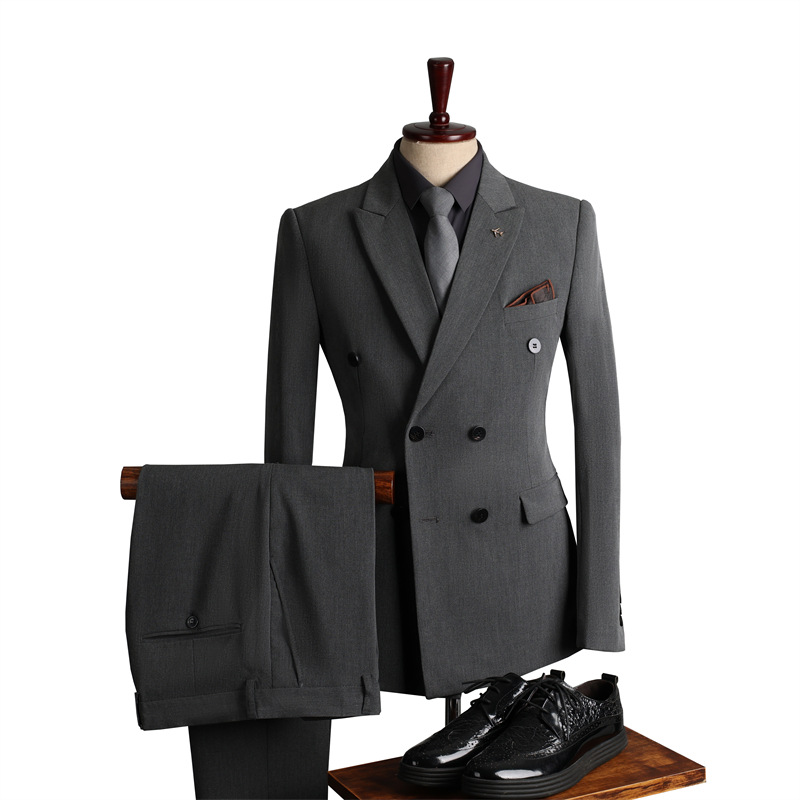 F226Elegant Men's Korean Design Slim Cut Business Suit Set for Professional Settings