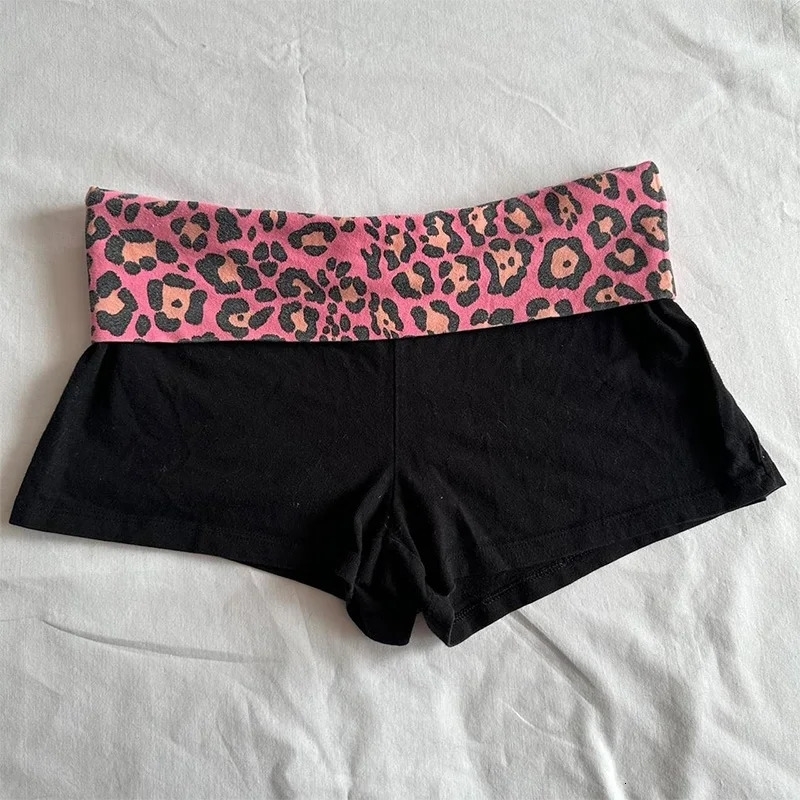 Y2k Pink Leopard Print Shorts Harajuku Grunge Gothic Hip Hop Sexy Punk Summer Streetwear EMO Women 2000s Fashion Sexy Pants 250225