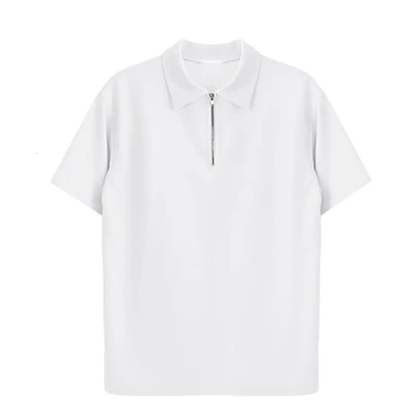 Mens Sports Fitness Black Slim Half Zipper Polo Shirts Wear Lapel Summer Short Sleeve Fashion Casual Tops 250225