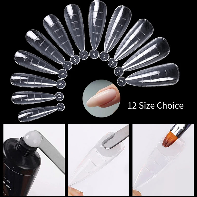 False Nail Tips Acrylic Finger UV Gel Polish Quick Building Mold Sculpted Full Cover Manicures Tool Set 250217