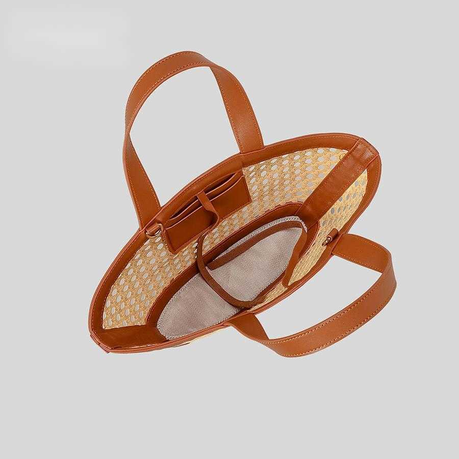 spring/summer handmade rattan mini handbag with hollowed out seaside beach shoulder crossbody bag, women's grass woven bag 250215