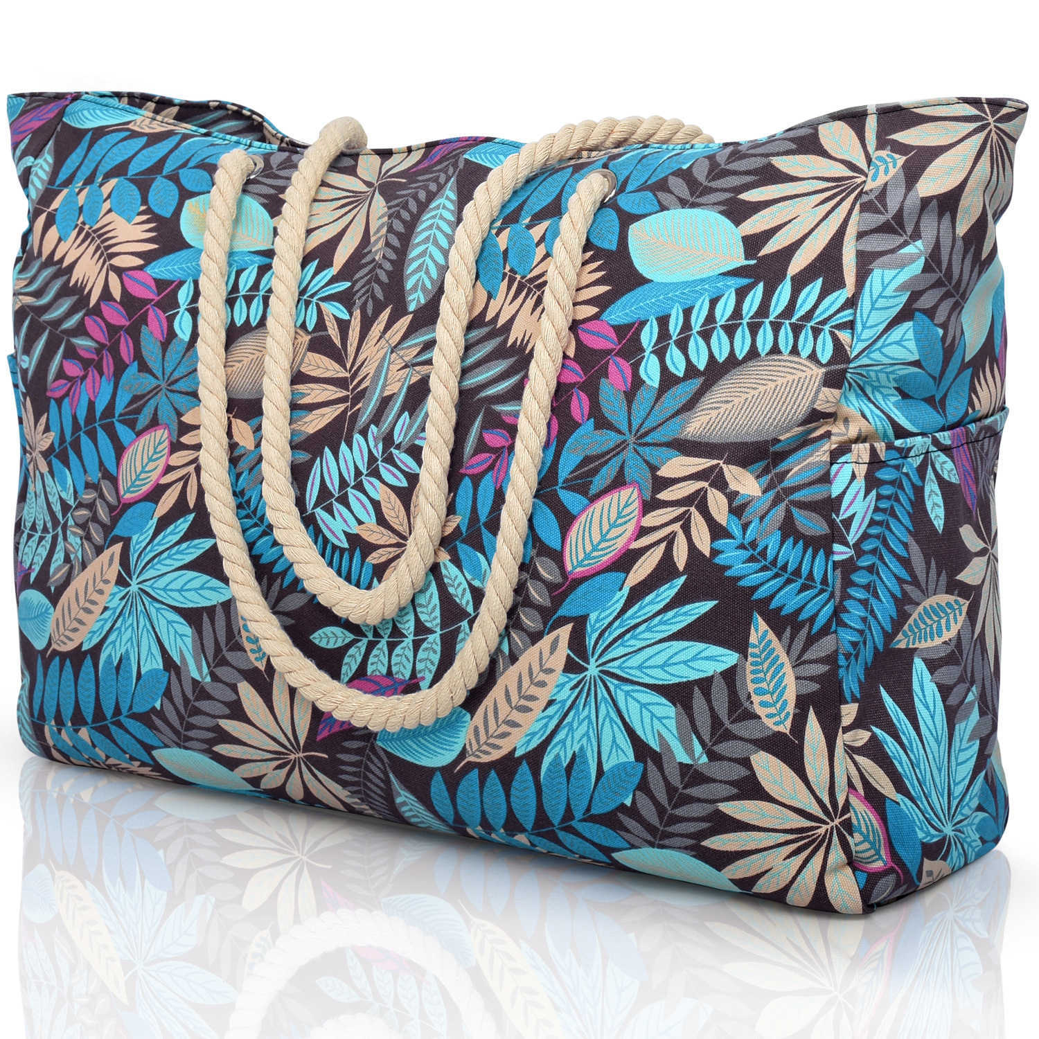 Bohemian striped canvas beach bag with large capacity for stress free travel 250215