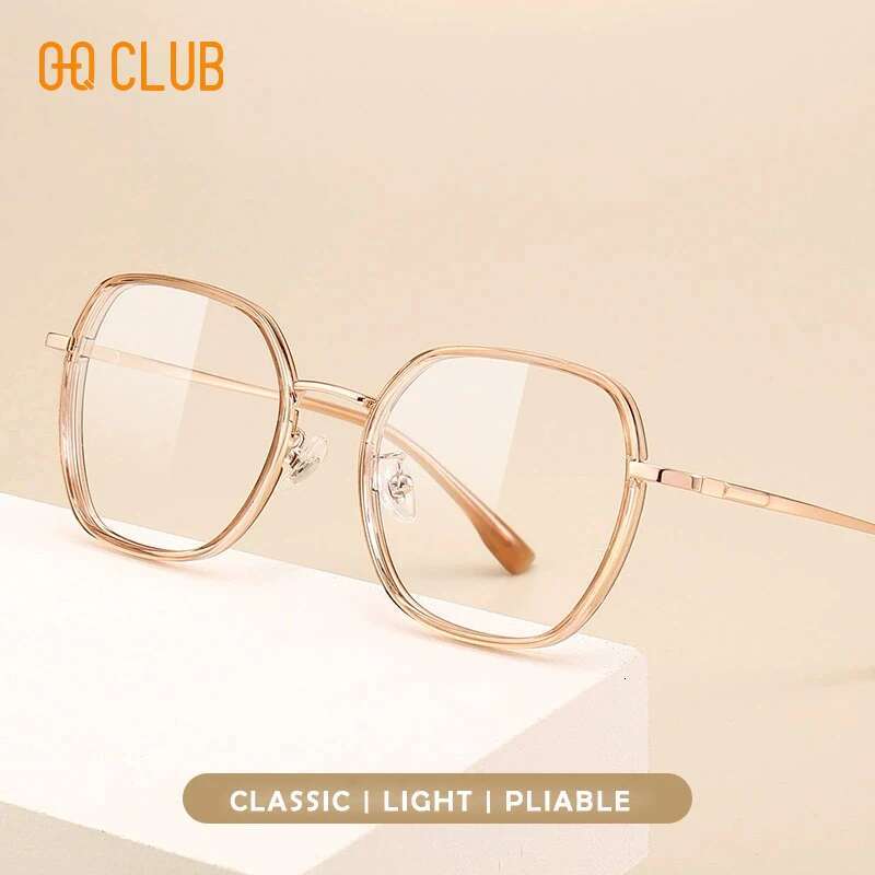 O-Q CLUB Large Square Frame Anti-Blue Light Fashion Retro Men Women Eye Protection Classic Mya Glasses Eyewear Lenses