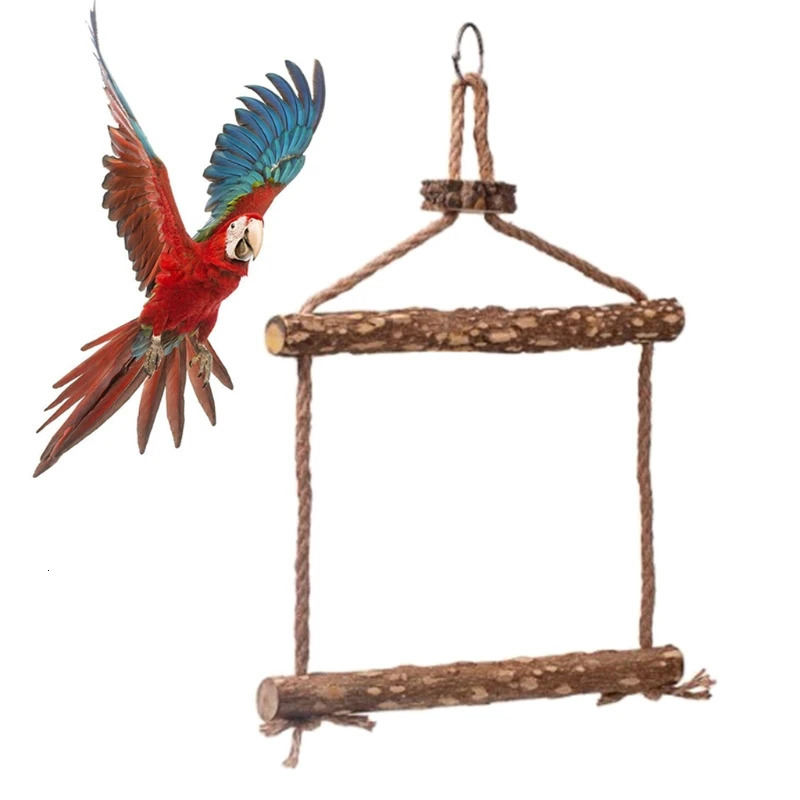 Large Bird Chicken Swing Toy Parrot Macaw Hens Wood Stand Perch Bird Cage Training Stand Holder Chew Toy For Hens Medium Birds 250226