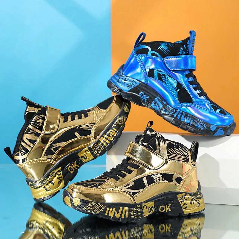 Athletic Outdoor New Childrens Casual Sneakers Fashion Golden s Shoes Basketball Leather Sneakers For Boy Sports Shoes tennis kids boys S25226