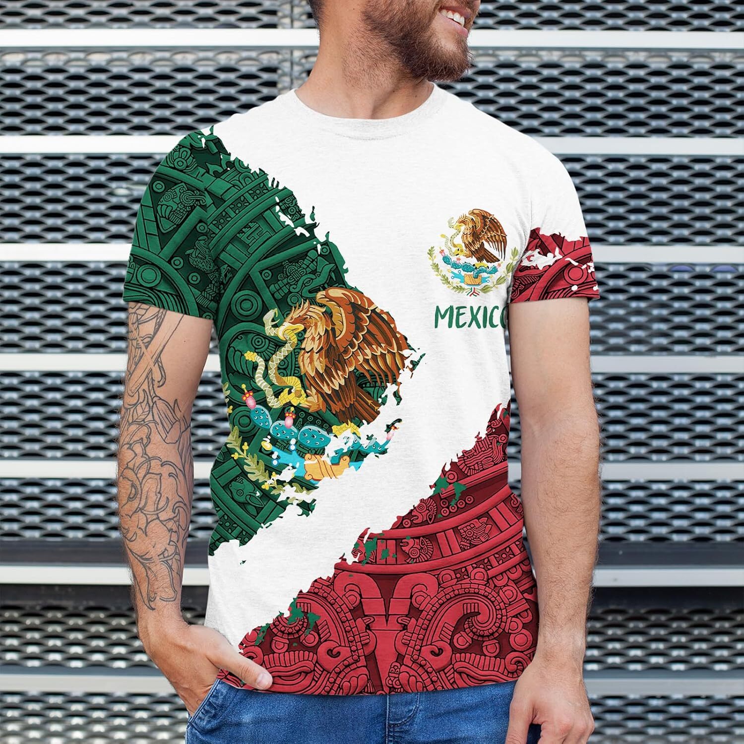 Mens T shirt Aztec Mexican Shirts Short Sleeves Summer Mexico Shirt Mexico Jersey Unisex 3D Shirts tee Casual tops summer clothes