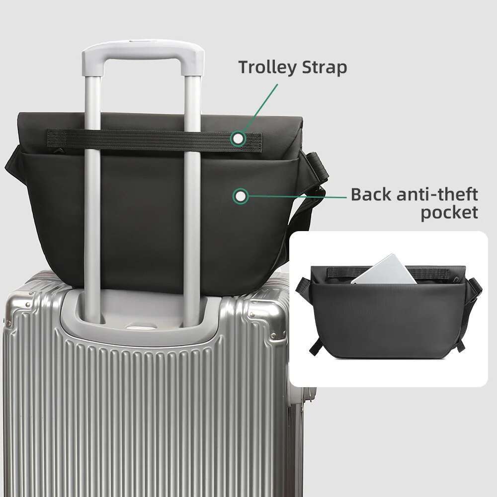 Hcankcan Water Messenger Bags Men Large Capacity Shoulder Crossbody Fit 11 Inch Ipad Minimalist Outdoor Sport Bag