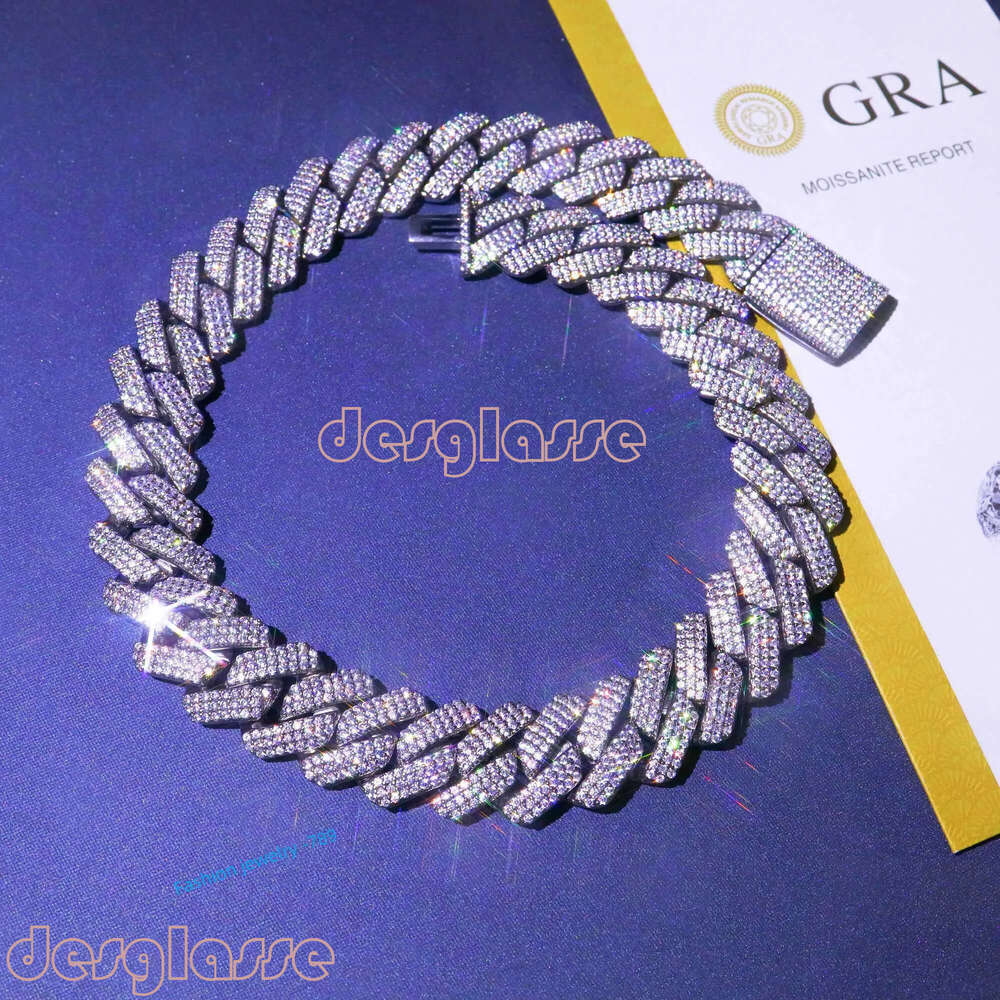 Necklace Designer Jewelry Cuban k Chain Custom Vvs Moissanite Iced Out Sterg Sier Pass Dia Test Hip Hop Chains for Men Jewelery a