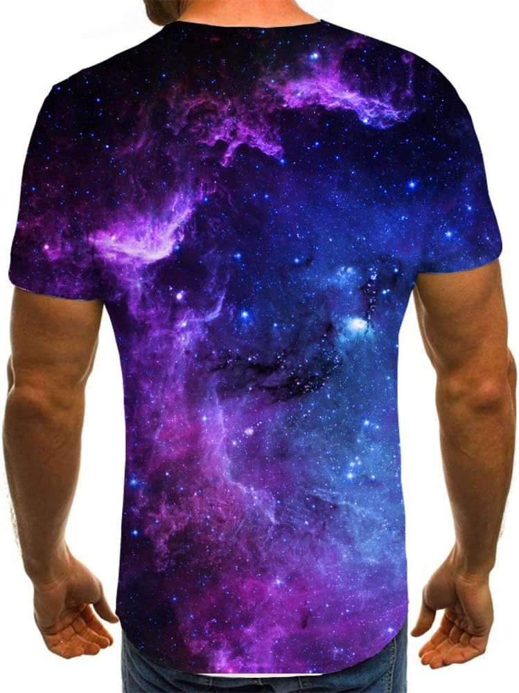 Mens T shirt Outer Space T Shirts for Men 3D Printed Galaxy Solar System Planets Nebula Shirt tee Casual tops summer clothes fashion