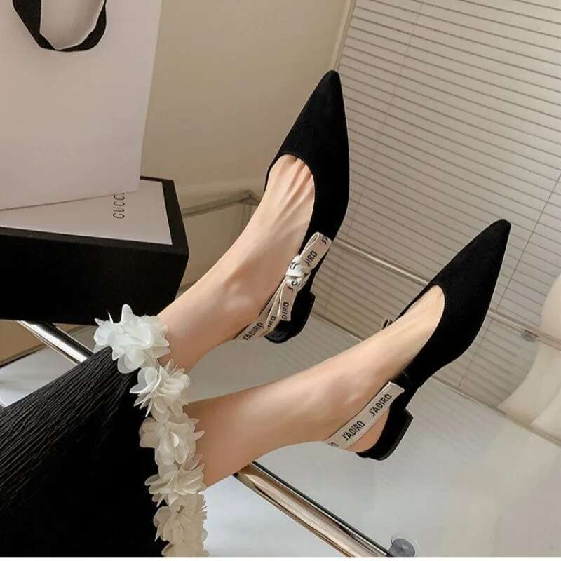 2025 New Fashionable Pointed-Toe Buckle Solid Color High-Heeled Sandals For Women In Autumn Shoes