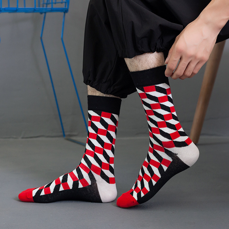 Mens Cotton Black Patterned Happy Colorful Funny Stylish Casual Business Dress Socks 240812