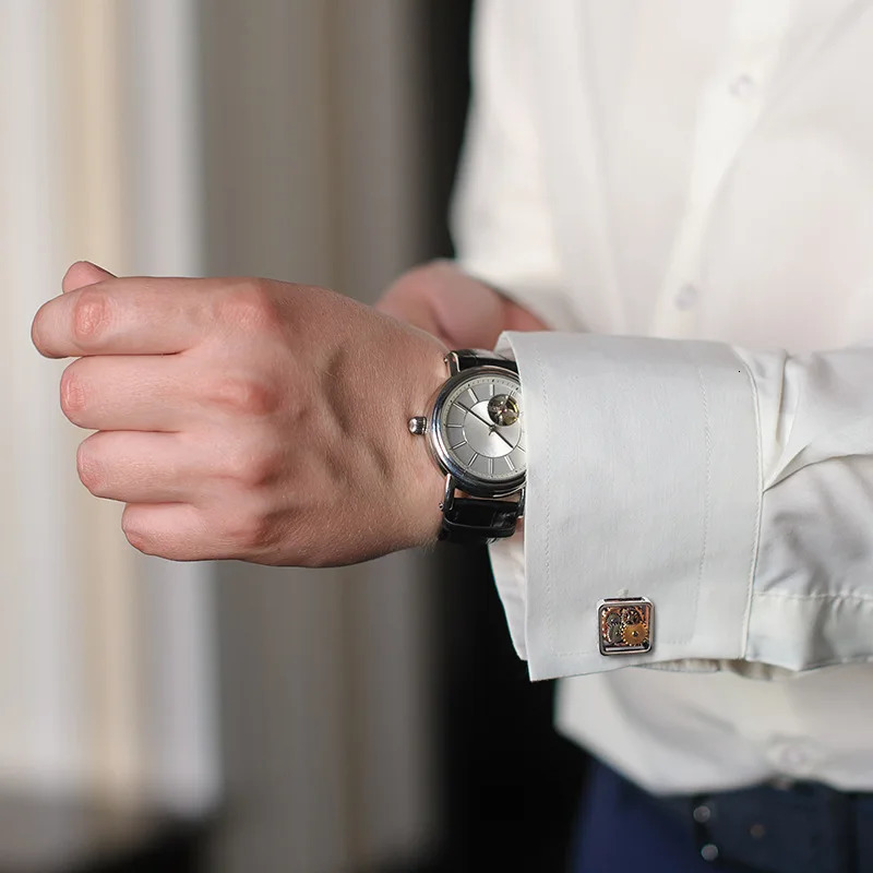 er Watch Movement Cufflinks For Mens Business Wedding Shirt Cuff Links Gear Mechanism Functional Cufflink Jewelry 250225