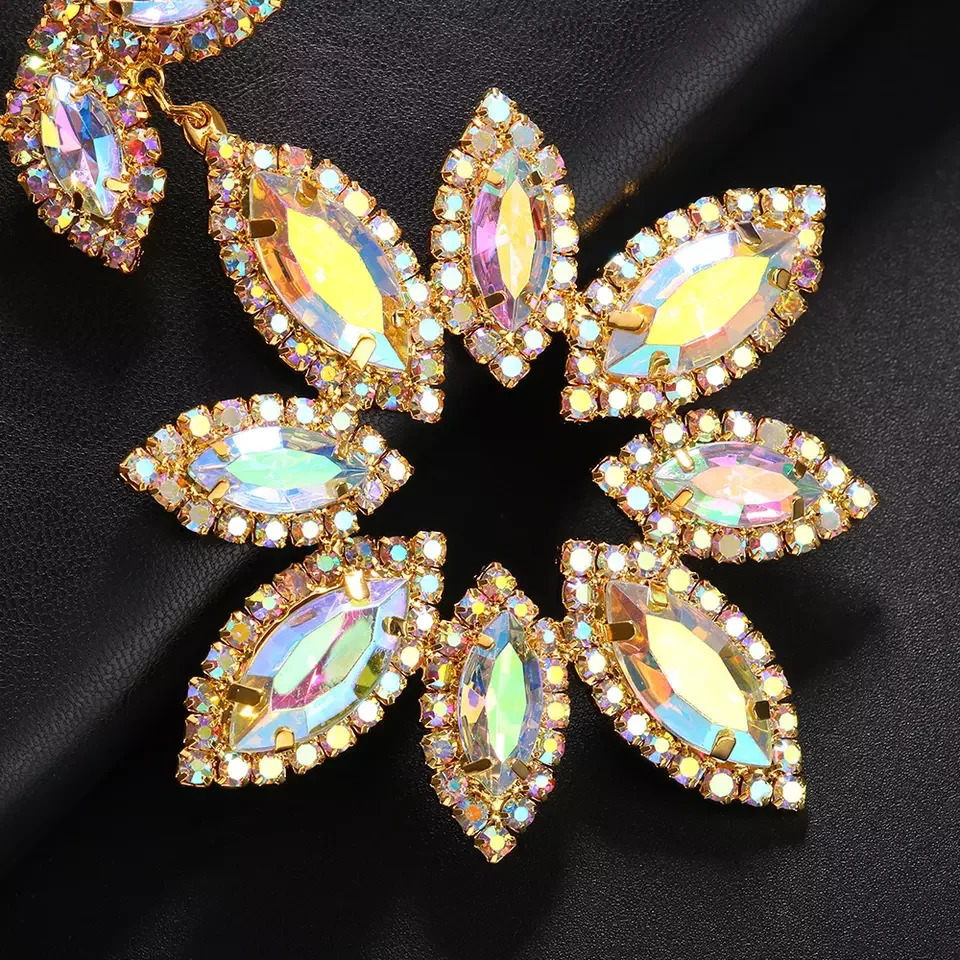 Exaggerated Big Flower Earrings for Women Fashion Accessories Double Flower Long Dangle Statement Earring Accessories 250225