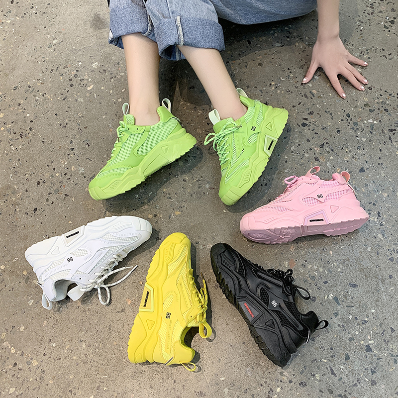 Spring Autumn Platform Sneakers Women Casual Lace Up Thick Bottom Walking Shoes Woman Non Slip Yellow Sneakers Outdoor running shoes Zapatillas Mujer