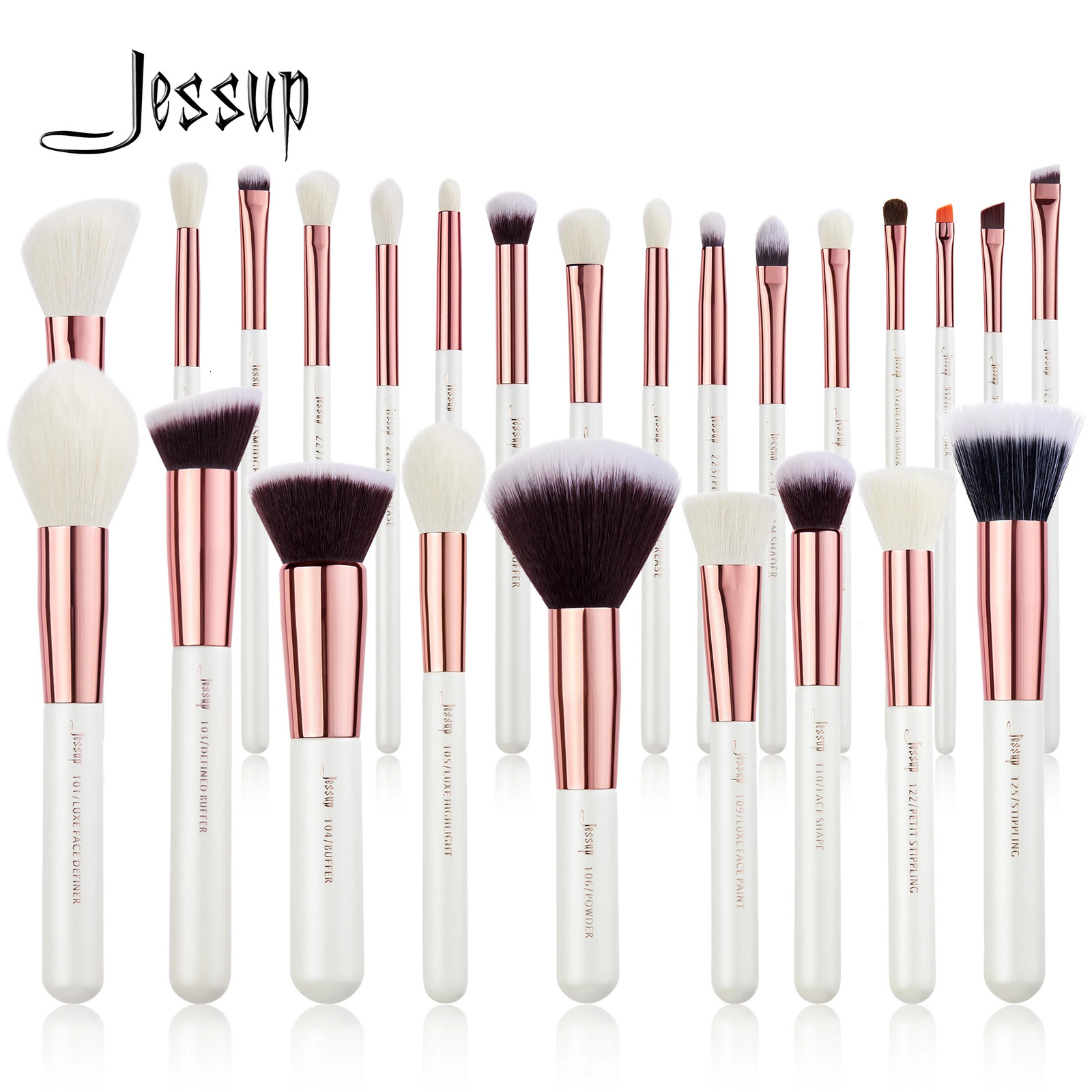 Jessup Professional Makeup brushes set 6- 25pcs Makeup brush Natural Synthetic Foundation Powder Highlighter Pearl White T215 250224