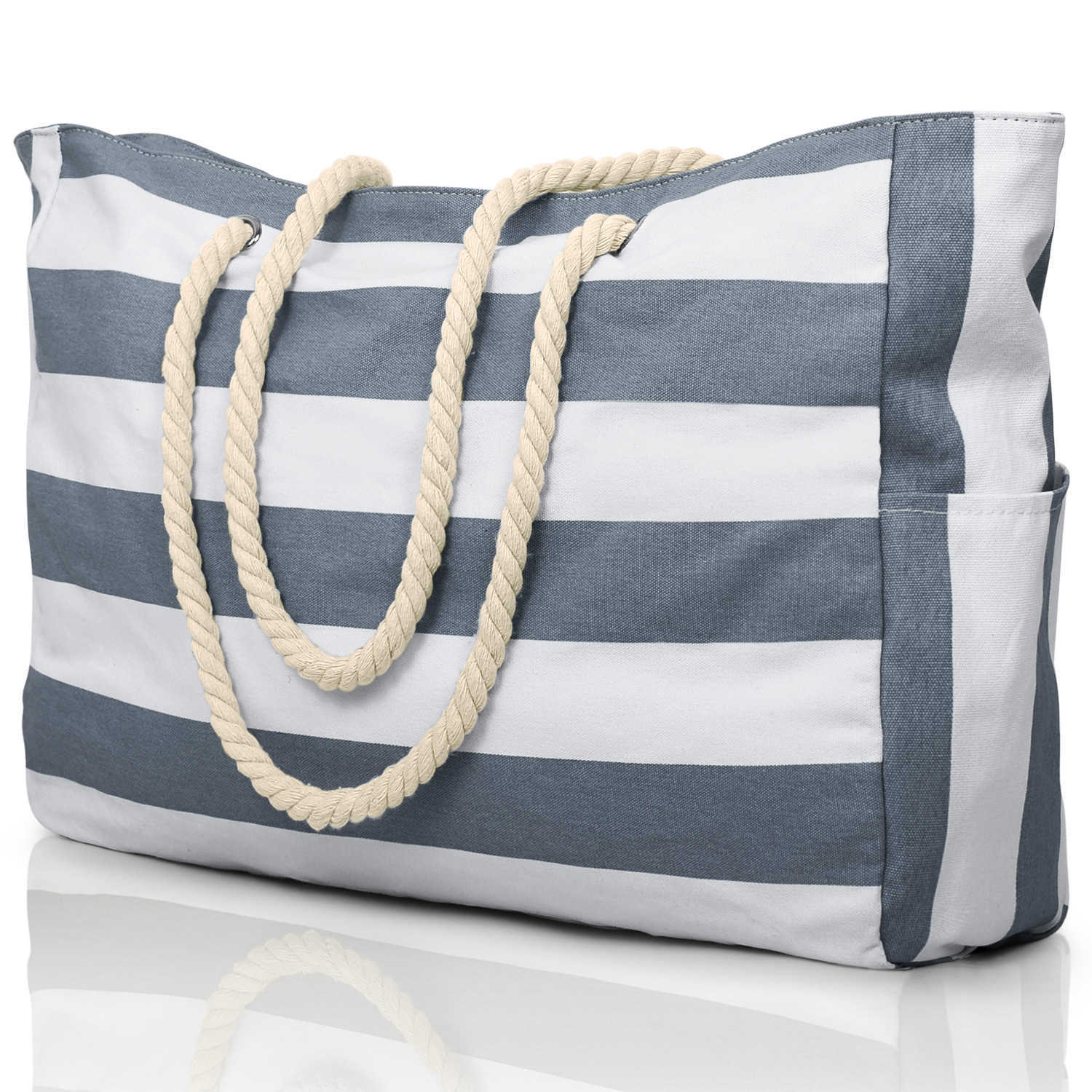 Bohemian striped canvas beach bag with large capacity for stress free travel 250215