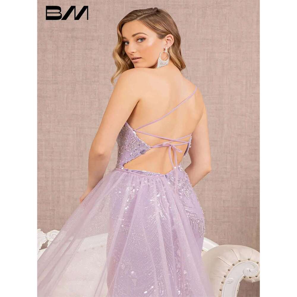 Sexy Sequins One Shoulder Tail Party Shiny Appliques Strapless Illusion Evening Dress Bridal prom Dresses