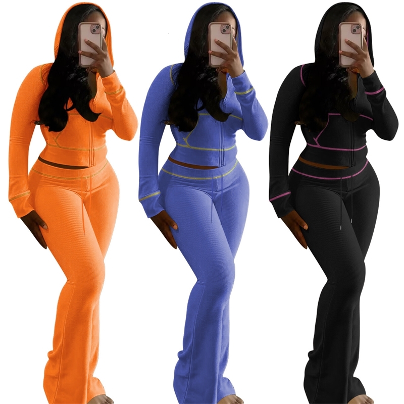 Womens Tracksuits Two Pieces Set 2025 New Fashionable And Elegant Huafuge Hooded Sportwear 3 Colors