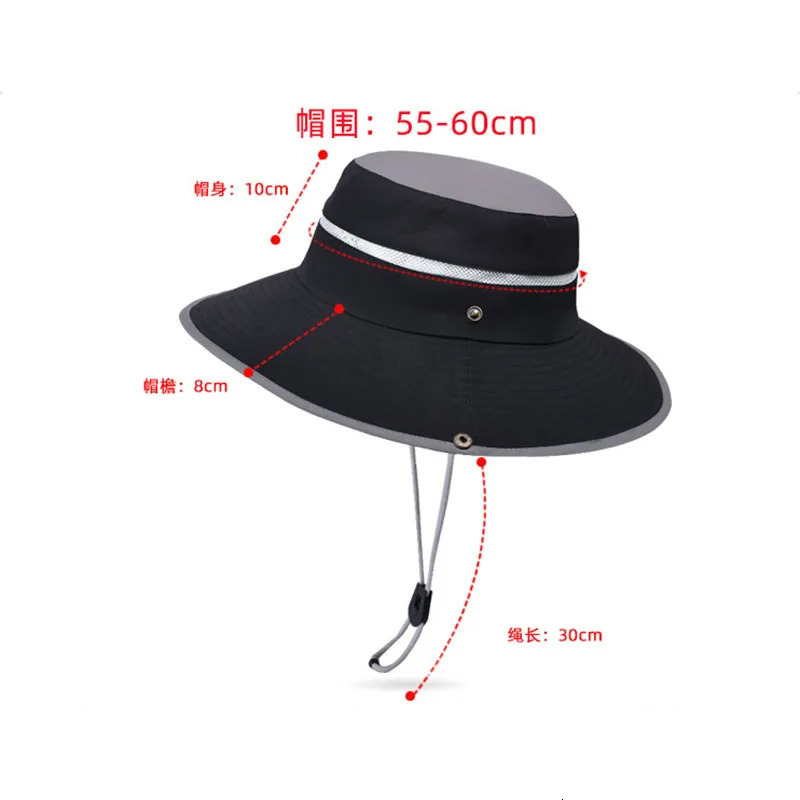 Summer Large Brim Men Women Sun Protection Caps Outdoor Climbing Fishing Fisherman Hats Male Quick Drying Color Match Bucket Cap 250218