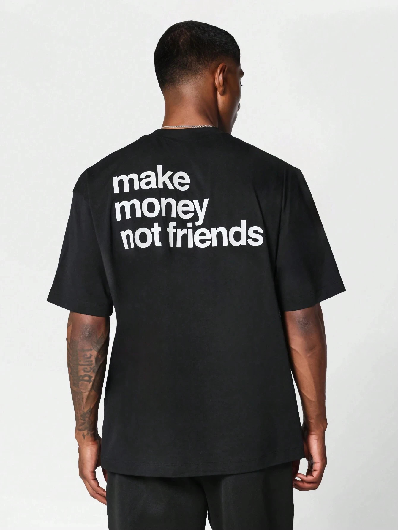 Make Money Not Friends Mens Cotton T-shirt Fashion Large Size Top Leisure Short Sleeve Street Clothing Arrival T-shirt 250225
