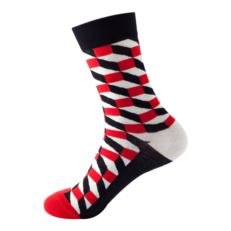 Mens Cotton Black Patterned Happy Colorful Funny Stylish Casual Business Dress Socks 240812
