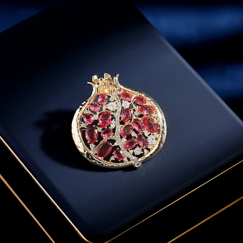 SUYU Brooch Copper Micro Inlay Cubic Zirconia Garnet Pins Clothing Matching Gifts Wholesale 250225