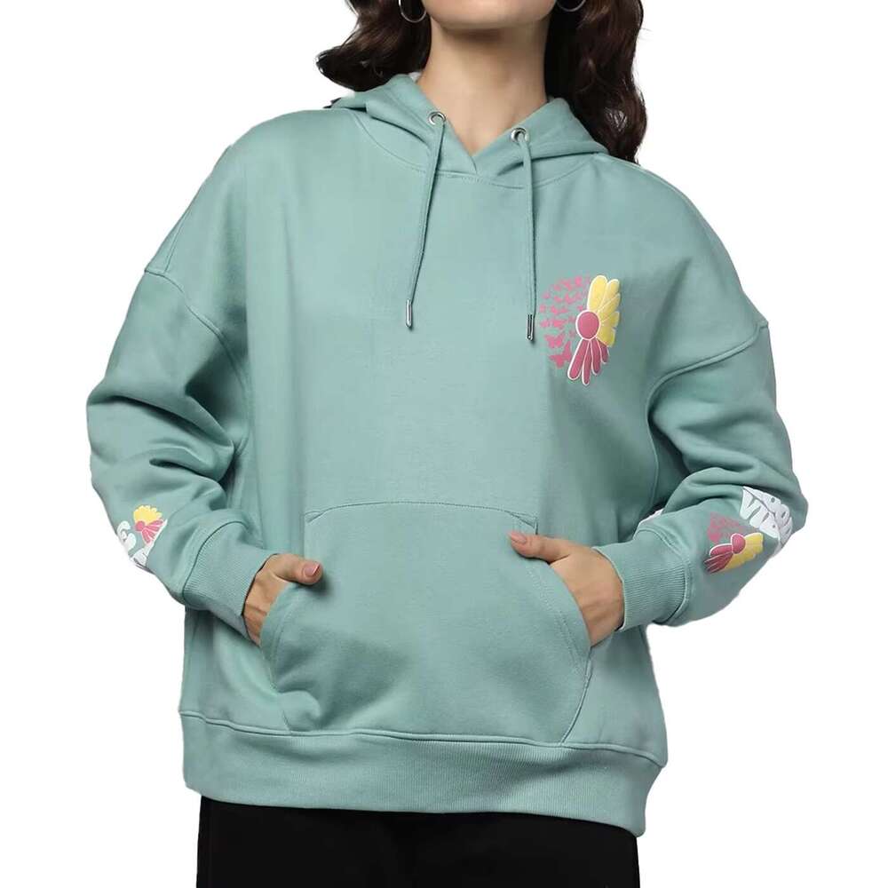 Anti-Wrinkle Breathable Oversized Hoodies Women Sexy Hip Hop Style Printing Front For Winter