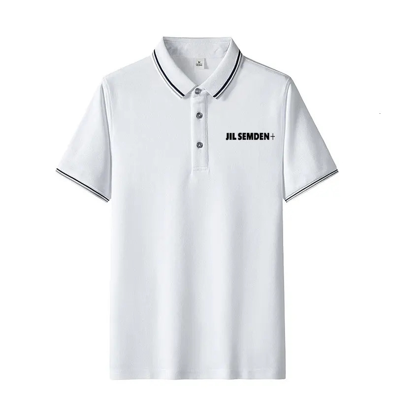 JIL SEMDEN striped polo shirt mens summer ice silk mens t-shirt business fashion mens short sleeved lapel light 250226