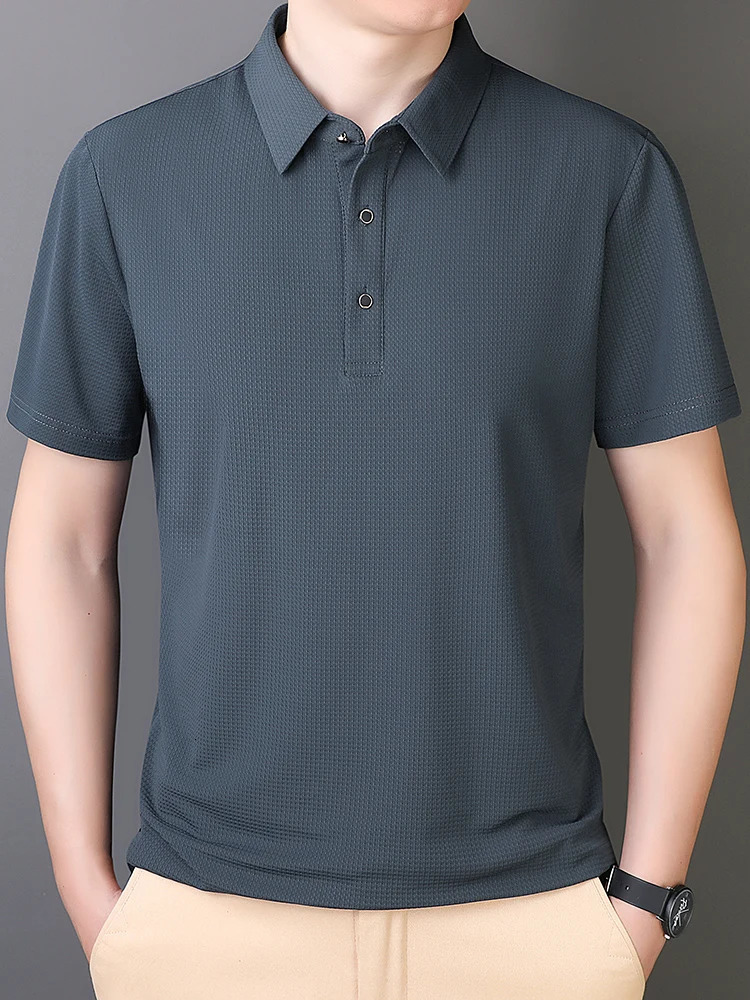 9xl 8xl 7xl Summer High Quality Mesh Ice Silk Short-Sleeved T-Shirt Mens Polo Shirt Collar Solid Color Quick Dry Big Size Polos 250222