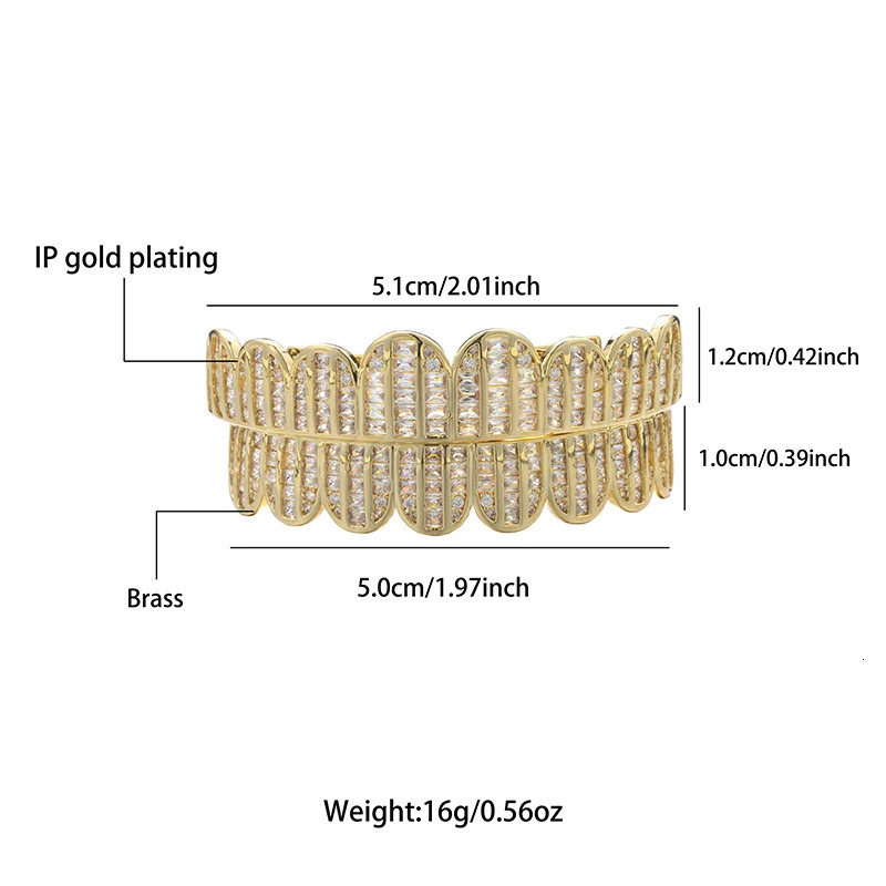 Full French CZ stone teeth hat cubic zirconia ice out micro paving mens and womens jewelry charm barbecue 250220