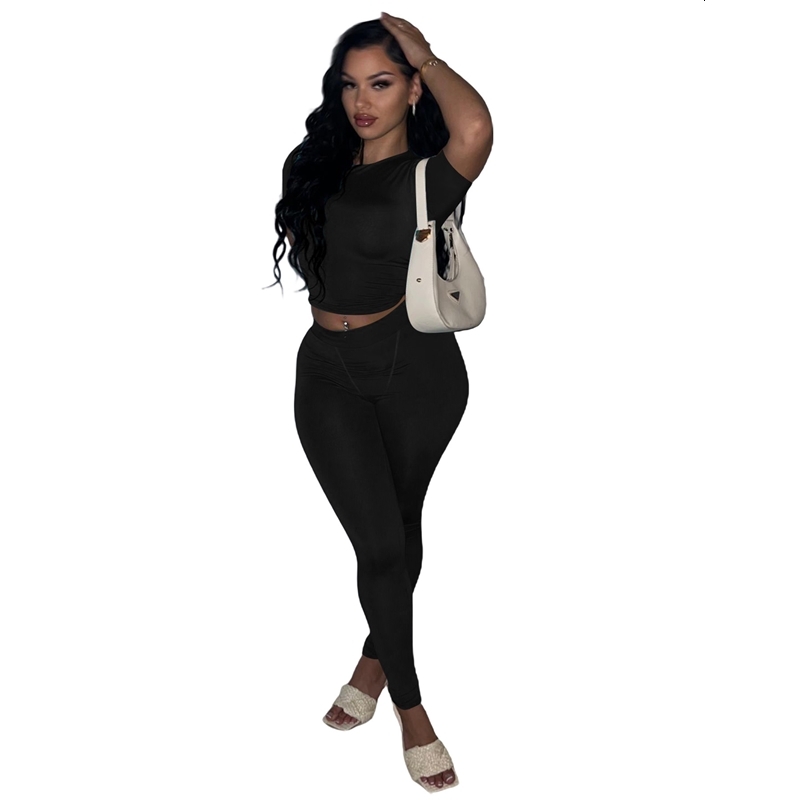 Womens Tracksuits Two Pieces Set 2025 New Fashion Sexy Solid Color Thread Sportwear 5 Colors