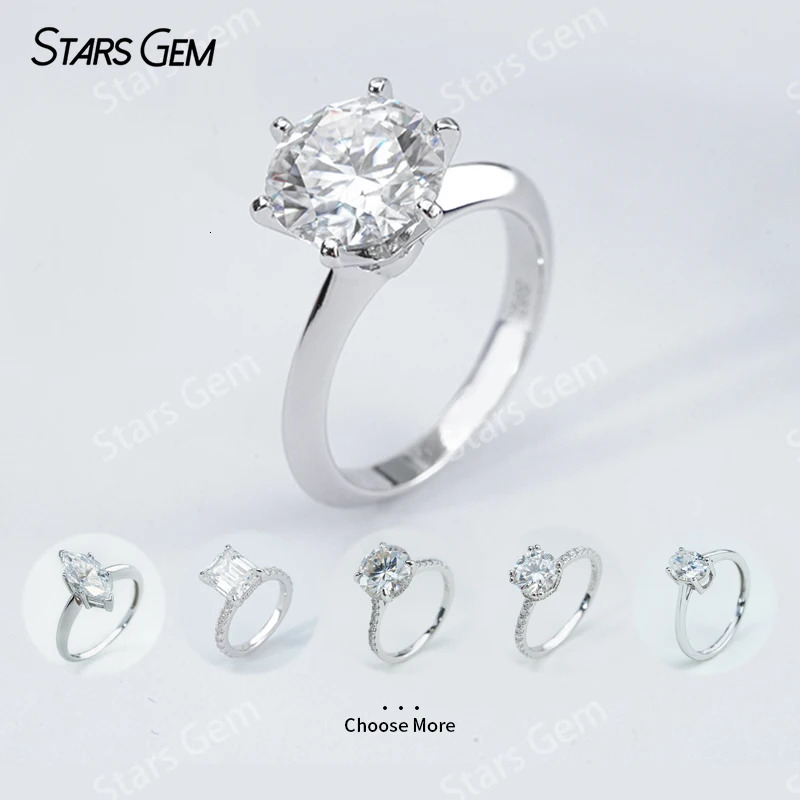 S925 Silver Round Bright Cut Ring Card Engagement Ring Exquisite Jewelry 250220