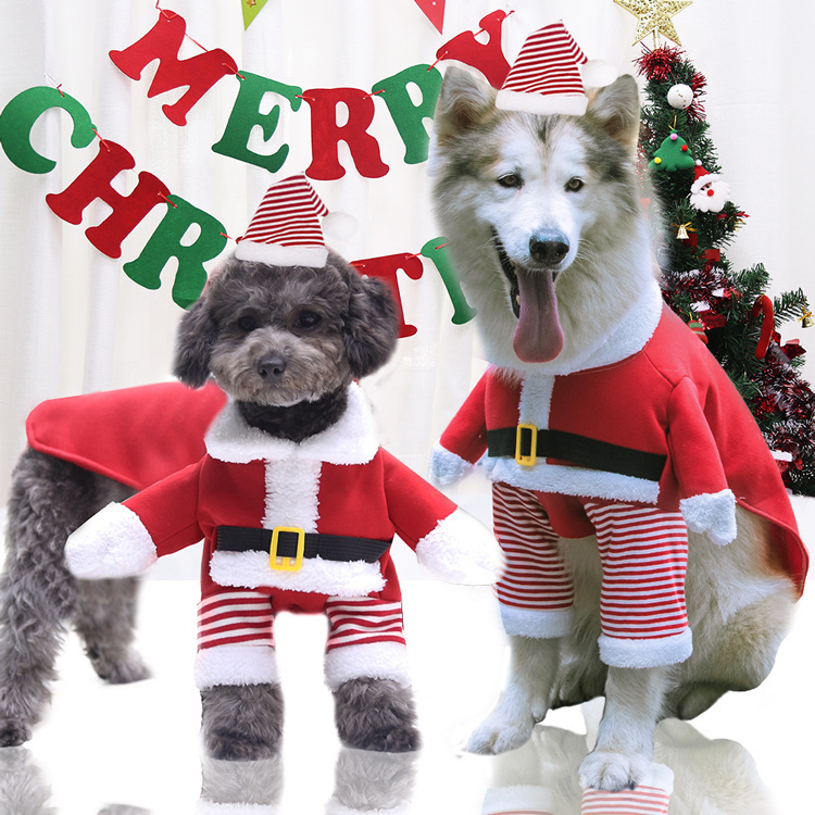 Hilarious Santa Claus - Themed Fleece Two - Legged Transforming Outfits for Medium and Large Dogs, Cats Included! Perfect Autumn - Winter Pe