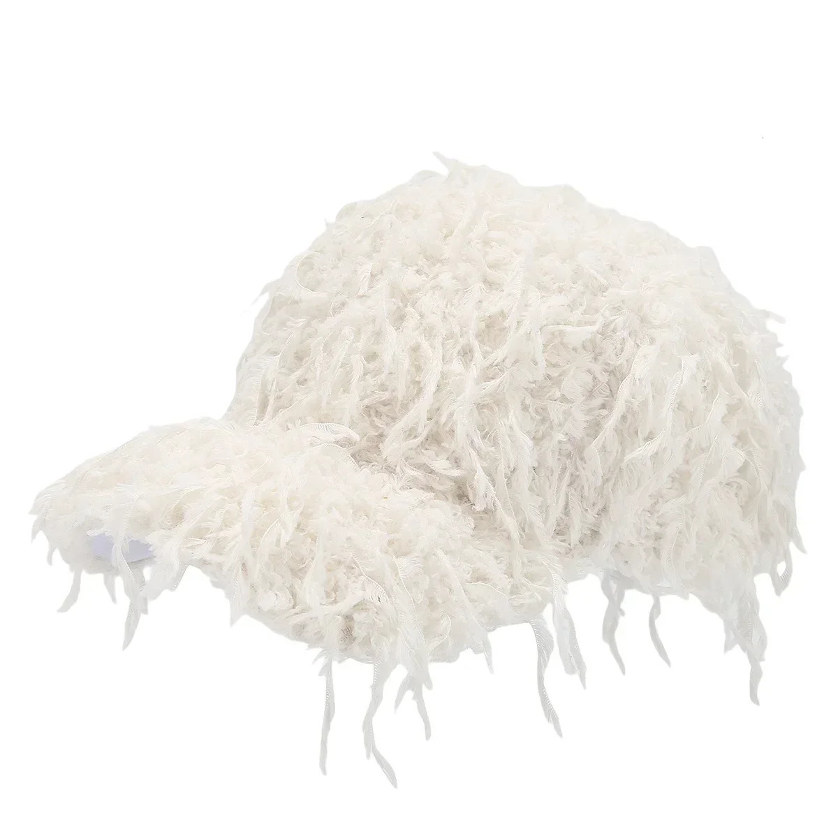 2024 Autumn Winter Warm Plush Baseball Cap Men Women Imitating Turkey Feathers Fashion Thick Baseball Hat Tassel ed Cap 250221